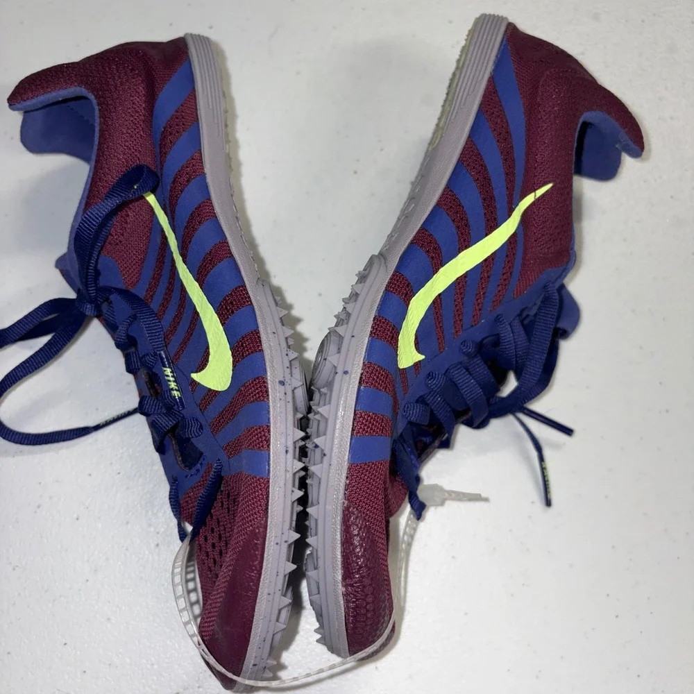 Nike Zoom Rival D 10 Track Spikes Bordeaux Purple Lime 819164-600 Mens 5